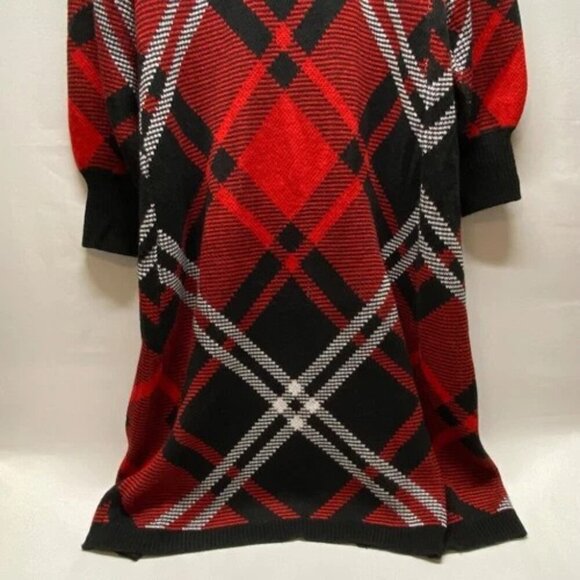 Cato Fashions Open Front Long Cardigan Duster Women's Large Black Red Plaid NWT - Picture 9 of 13